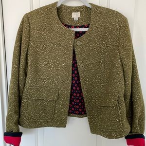 A new day blazer green cute inner lining size 12 tweed